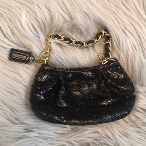 Black Sequin Coach Wristlet